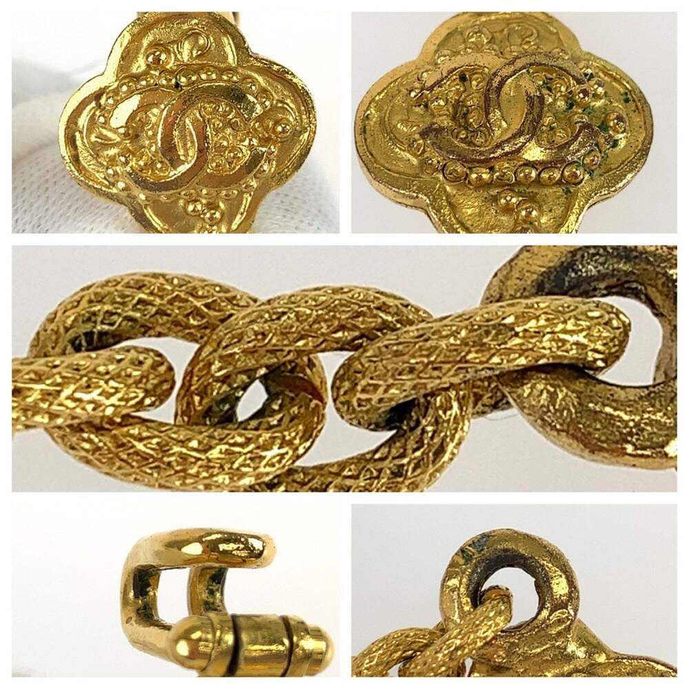 CHANEL Vintage Gripoix Coco Mark Stone Flower Gold Wine Red Plated Necklace P... - Picture 8 of 8